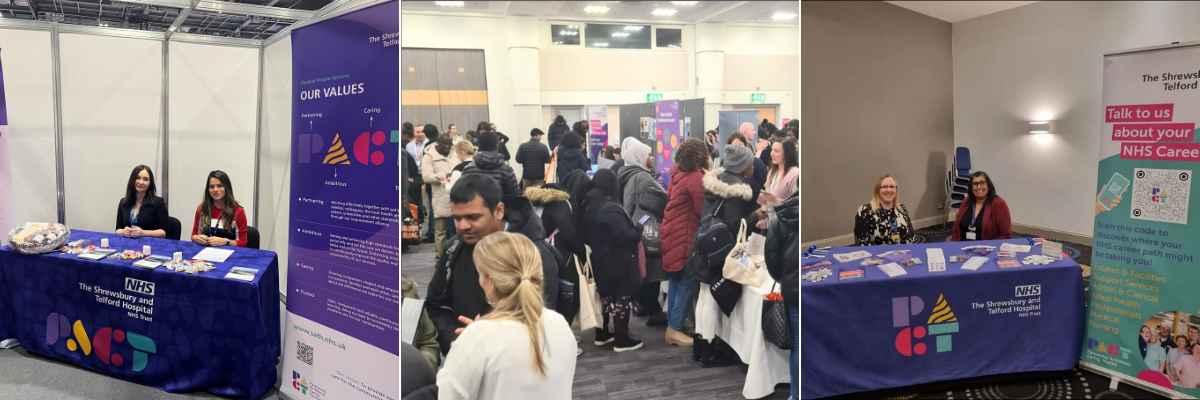 Images showing recruitment teams at various careers events.
